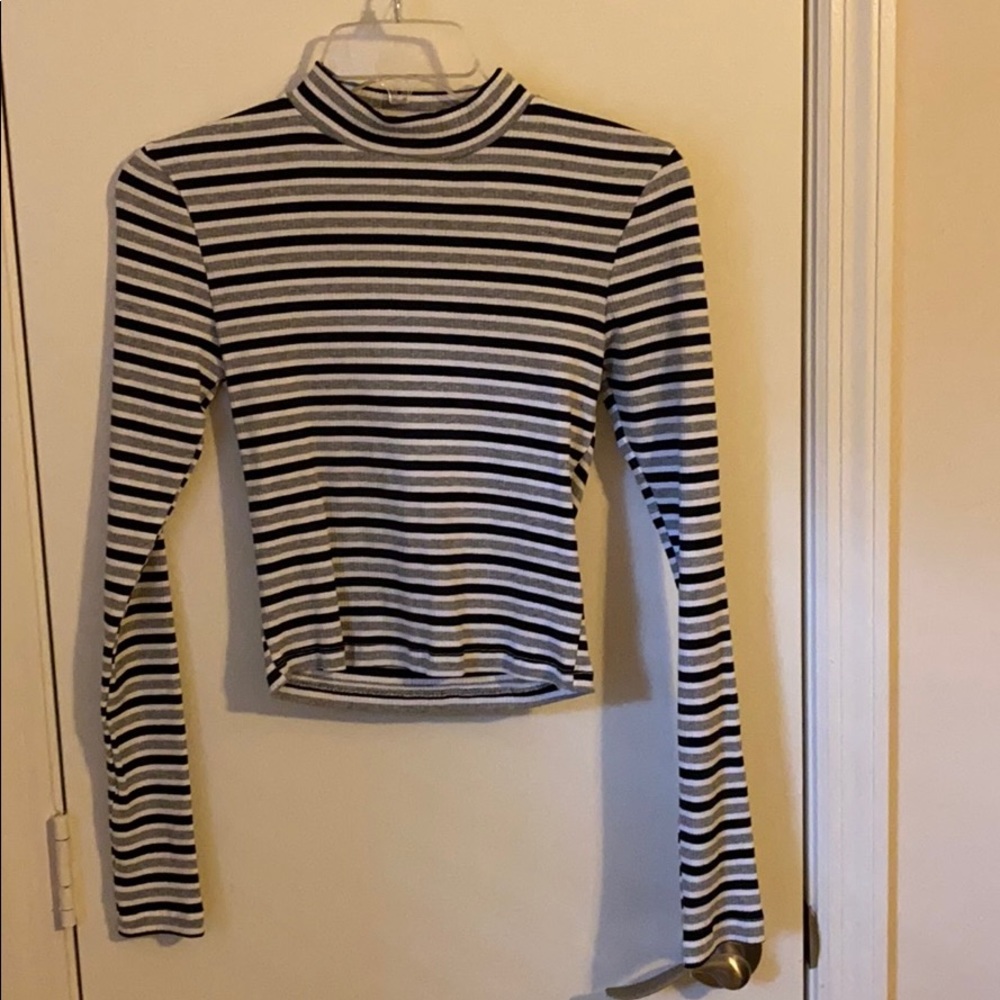 Striped turtle neck crop top size small